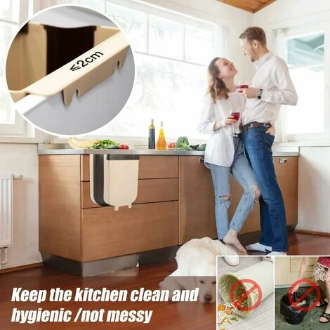 Soleil Hanging Trash Can For Kitchen Or Bathroom With Trash Bag Holder For Kitchen, Cabinet And Door - 9L 3 Soleil Hanging Trash Can For Kitchen Or Bathroom With Trash Bag Holder For Kitchen, Cabinet And Door - 9L - Image 3