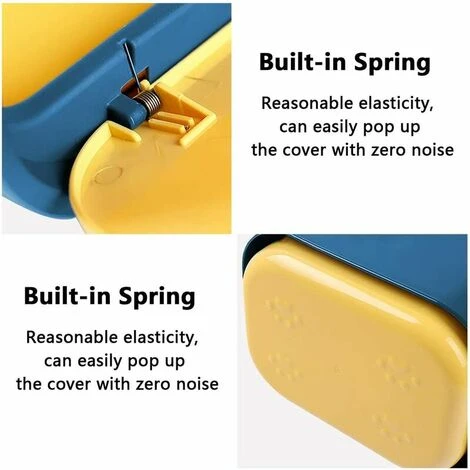 Soleil Small Table Trash Can, Mini Plastic Style Kitchen Desktop Trash Bin With Push Button Lid, Push Top Trash Can Kitchen Trash Can Rubbish Waste Dustbin Desk Bin 2L (Blue) 3 Soleil Small Table Trash Can, Mini Plastic Style Kitchen Desktop Trash Bin With Push Button Lid, Push Top Trash Can Kitchen Trash Can Rubbish Waste Dustbin Desk Bin 2L (Blue) - Image 3