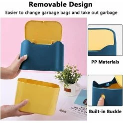 Soleil Small Table Trash Can, Mini Plastic Style Kitchen Desktop Trash Bin With Push Button Lid, Push Top Trash Can Kitchen Trash Can Rubbish Waste Dustbin Desk Bin 2L (Blue) 8 Soleil Small Table Trash Can, Mini Plastic Style Kitchen Desktop Trash Bin With Push Button Lid, Push Top Trash Can Kitchen Trash Can Rubbish Waste Dustbin Desk Bin 2L (Blue) -Vonshef shop 97929382 4