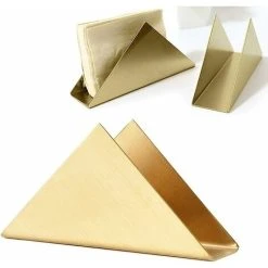 XINUY Napkin Holder Table Napkin Holder Table Napkin Dispenser Stainless Steel Triangular Stable Paper Towel Holder For Kitchen Counters Tables, Gold -Vonshef shop 98095823 3