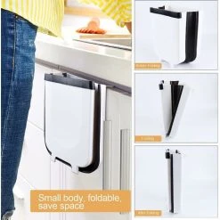 ZQYRLAR Foldable Kitchen Trash Can Door Kitchen Wall Mounted Trash Can 9L Kitchen Trash Can Wall Mounted Trash Can For Car Cupboard Office Bathroom Bedroom Hanging Trash Can -Vonshef shop 98817428 5
