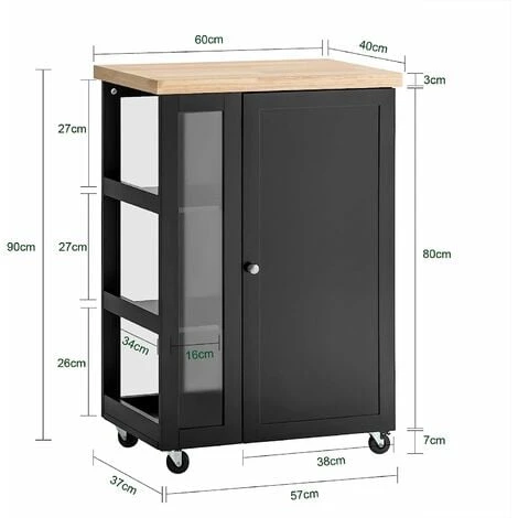 SoBuy Kitchen Storage Trolley Serving Trolley,FKW75-SCH 4 SoBuy Kitchen Storage Trolley Serving Trolley,FKW75-SCH - Image 4