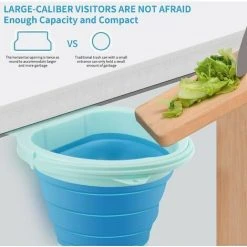 Neige Snow-Trash Bin Kitchen Foldable Door Kitchen Wall Mounted Bin Kitchen Can For Car Home Office, 4L (Blue) -Vonshef shop 99505748 5