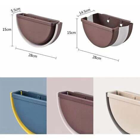 Neige Wall-Mounted Folding Trash Can, Hanging Folded Kitchen Trash Can Small Trash Can (Beige) 2 Neige Wall-Mounted Folding Trash Can, Hanging Folded Kitchen Trash Can Small Trash Can (Beige) - Image 2