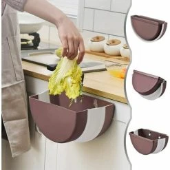 Neige Wall-Mounted Folding Trash Can, Hanging Folded Kitchen Trash Can Small Trash Can (Beige) 7 Neige Wall-Mounted Folding Trash Can, Hanging Folded Kitchen Trash Can Small Trash Can (Beige) -Vonshef shop 99506761 3