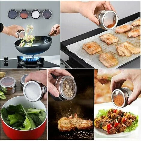 Rose-Magnetic Spice Jars, Set Of 12 Magnetic Spice Jars, Stainless Steel Seasoning Box, For BBQ Kitchen, Barbecue Tools 4 Rose-Magnetic Spice Jars, Set Of 12 Magnetic Spice Jars, Stainless Steel Seasoning Box, For BBQ Kitchen, Barbecue Tools - Image 4