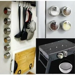 Rose-Magnetic Spice Jars, Set Of 12 Magnetic Spice Jars, Stainless Steel Seasoning Box, For BBQ Kitchen, Barbecue Tools 9 Rose-Magnetic Spice Jars, Set Of 12 Magnetic Spice Jars, Stainless Steel Seasoning Box, For BBQ Kitchen, Barbecue Tools -Vonshef shop 99511082 5