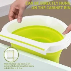 Lune Moon-Trash Can Foldable 4L Kitchen Trash Can Wall-Mounted For Car Cupboard Office Bath Bedroom Hanging Trash Can (Fluorescent Green) -Vonshef shop 99513711 4