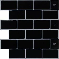 Rose-Tile Stickers For Kitchen Bathroom, Backsplash Adhesive Kitchen Black, Waterproof Tile Adhesive Decorative Wall Sticker Tiles 10 Pieces