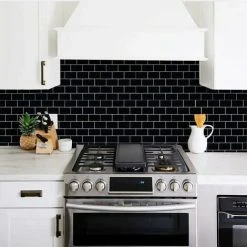 Rose-Tile Stickers For Kitchen Bathroom, Backsplash Adhesive Kitchen Black, Waterproof Tile Adhesive Decorative Wall Sticker Tiles 10 Pieces 7 Rose-Tile Stickers For Kitchen Bathroom, Backsplash Adhesive Kitchen Black, Waterproof Tile Adhesive Decorative Wall Sticker Tiles 10 Pieces -Vonshef shop 99516534 3