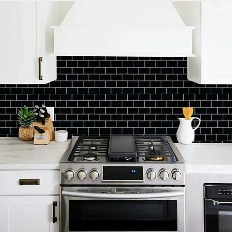 Rose-Tile Stickers For Kitchen Bathroom, Backsplash Adhesive Kitchen Black, Waterproof Tile Adhesive Decorative Wall Sticker Tiles 10 Pieces 3 Rose-Tile Stickers For Kitchen Bathroom, Backsplash Adhesive Kitchen Black, Waterproof Tile Adhesive Decorative Wall Sticker Tiles 10 Pieces - Image 3