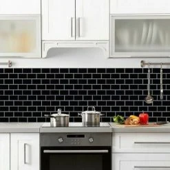 Rose-Tile Stickers For Kitchen Bathroom, Backsplash Adhesive Kitchen Black, Waterproof Tile Adhesive Decorative Wall Sticker Tiles 10 Pieces 8 Rose-Tile Stickers For Kitchen Bathroom, Backsplash Adhesive Kitchen Black, Waterproof Tile Adhesive Decorative Wall Sticker Tiles 10 Pieces -Vonshef shop 99516534 4
