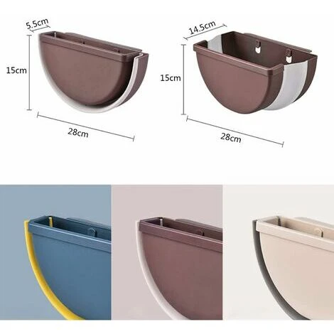 Neige Wall-Mounted Folding Trash Can, Hanging Folded Kitchen Trash Can Small Trash Can (Brown) 2 Neige Wall-Mounted Folding Trash Can, Hanging Folded Kitchen Trash Can Small Trash Can (Brown) - Image 2