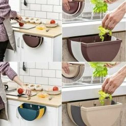 Neige Wall-Mounted Folding Trash Can, Hanging Folded Kitchen Trash Can Small Trash Can (Brown) 9 Neige Wall-Mounted Folding Trash Can, Hanging Folded Kitchen Trash Can Small Trash Can (Brown) -Vonshef shop 99518403 5