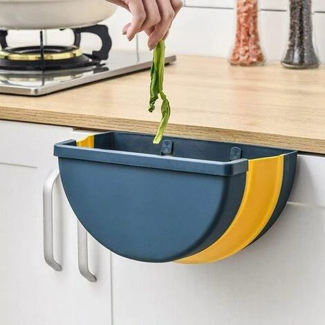 ERHOPE Collapsible Kitchen Bag, Hanging Collapsible Poub, Semi-Circle Collapsible Poub, Portable Cabinet, Office, Bathroom, Bedroom And Car Poub (Navy Blue) 1 ERHOPE Collapsible Kitchen Bag, Hanging Collapsible Poub, Semi-Circle Collapsible Poub, Portable Cabinet, Office, Bathroom, Bedroom And Car Poub (Navy Blue)