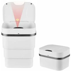 ERHOPE 9.5L Large Capacity Smart Induction Automatic Trash Can, Touchless Infrared Motion Sensor, 3-Layer Foldable, Battery-Free, Battery-Powered Model, White - Battery-Free -Vonshef shop 99563744 4